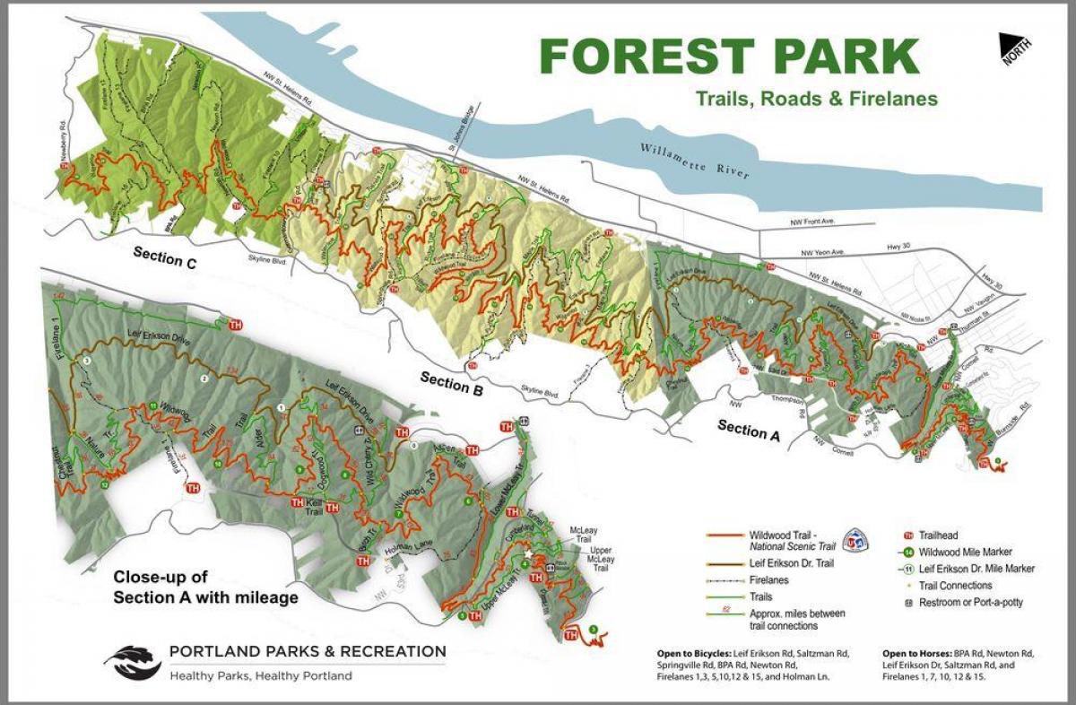 Forest Park Portland kaart
