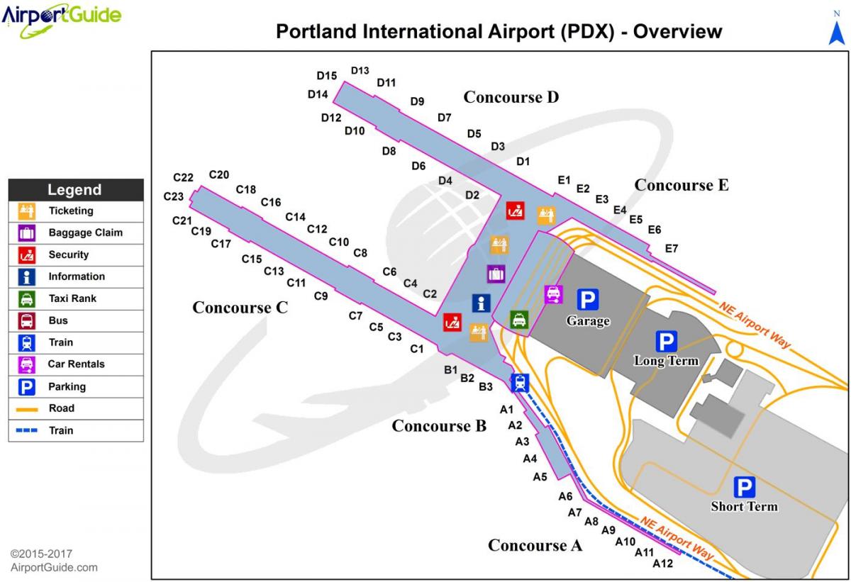 Portland Oregon lennujaam kaart