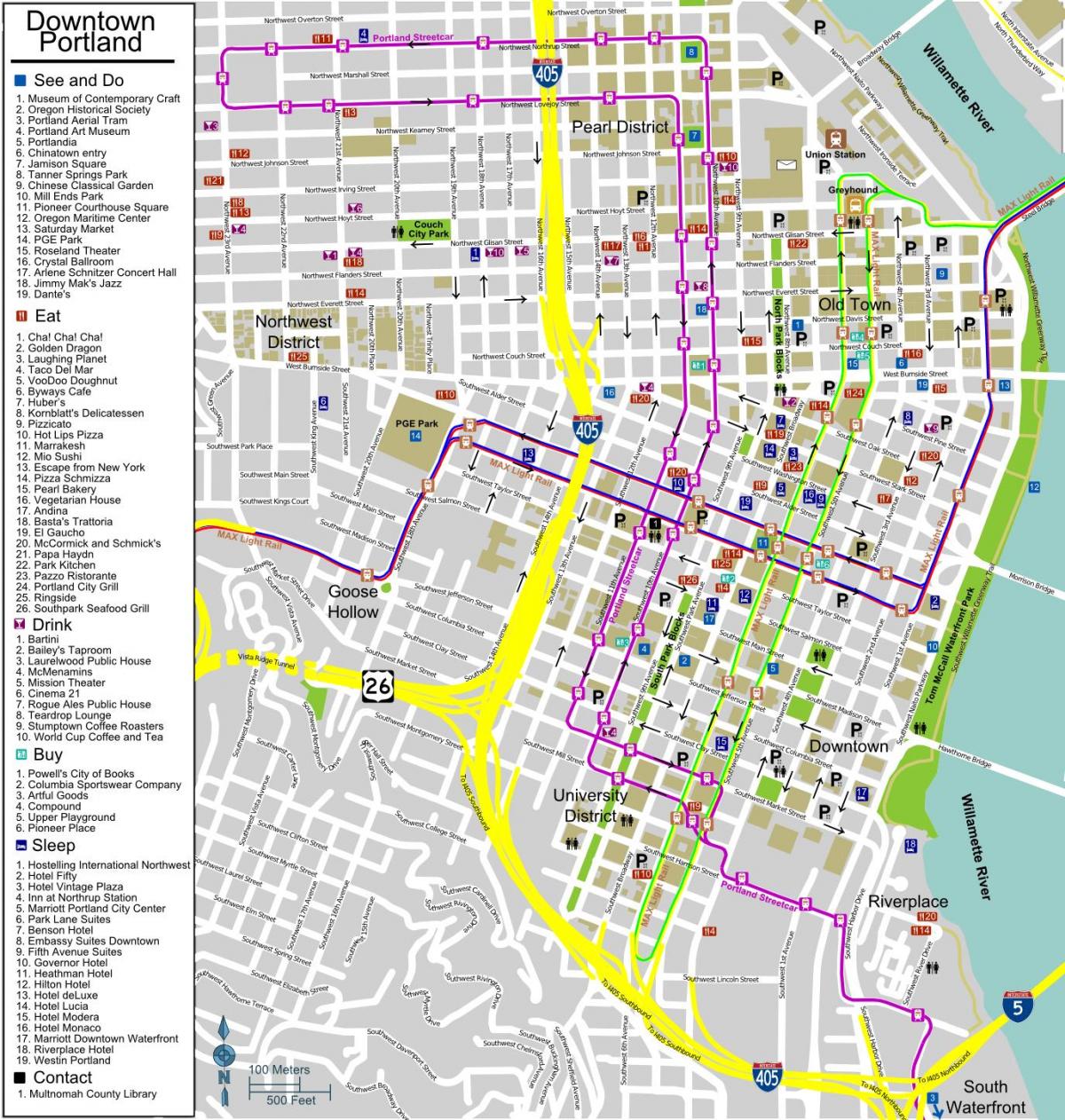 kaart downtown Portland