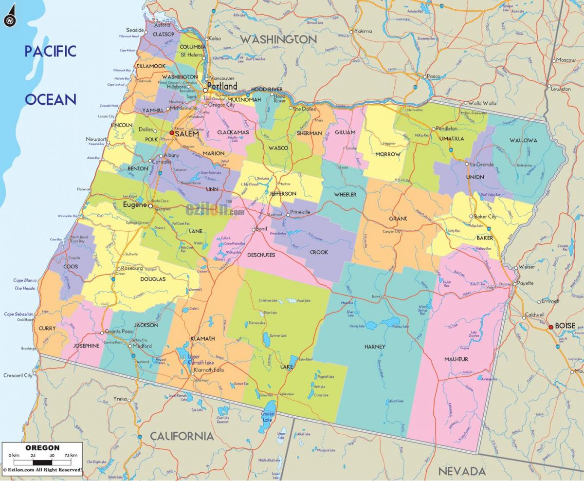 Portland Oregon maakonna kaart
