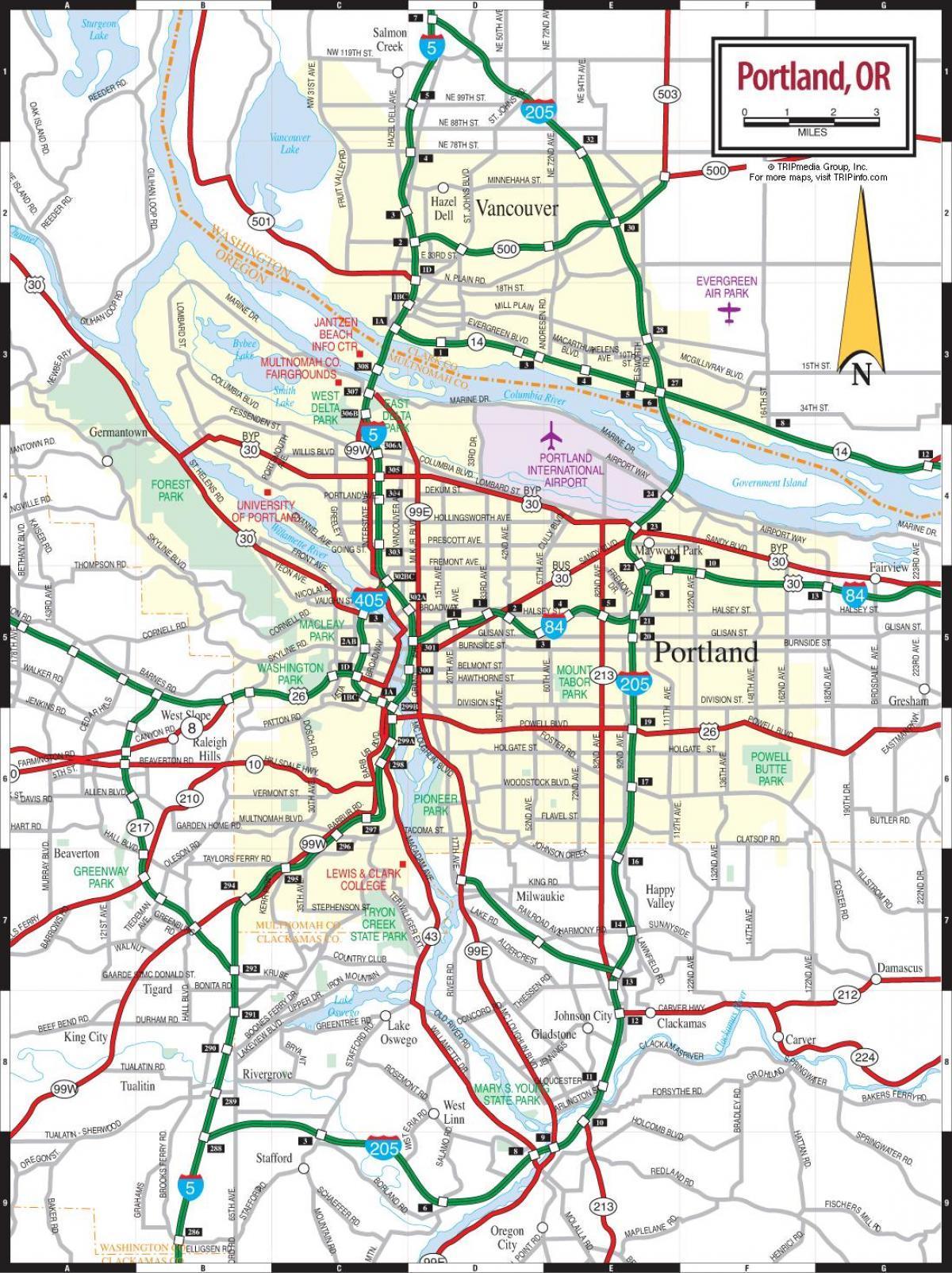 kaart Portland metro area