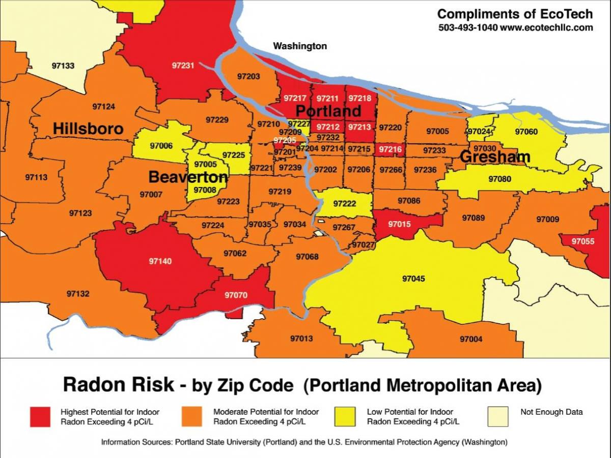 zip code kaart Portland