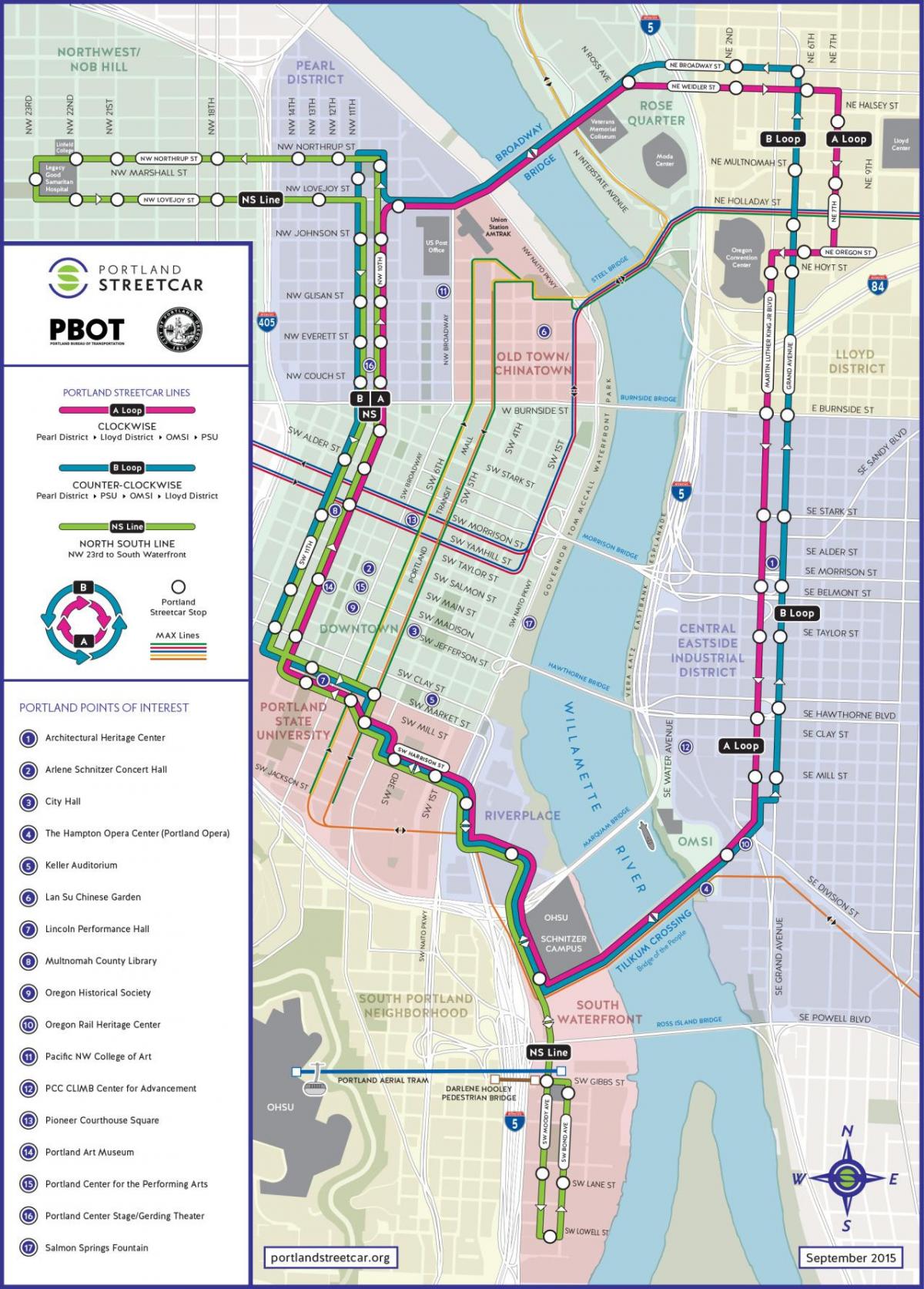 streetcar kaart Portland