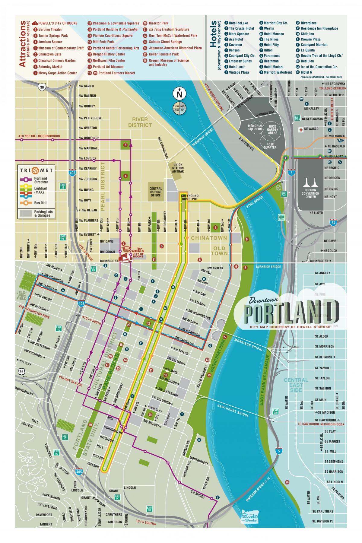 Portland vaatamisväärsusi kaardil