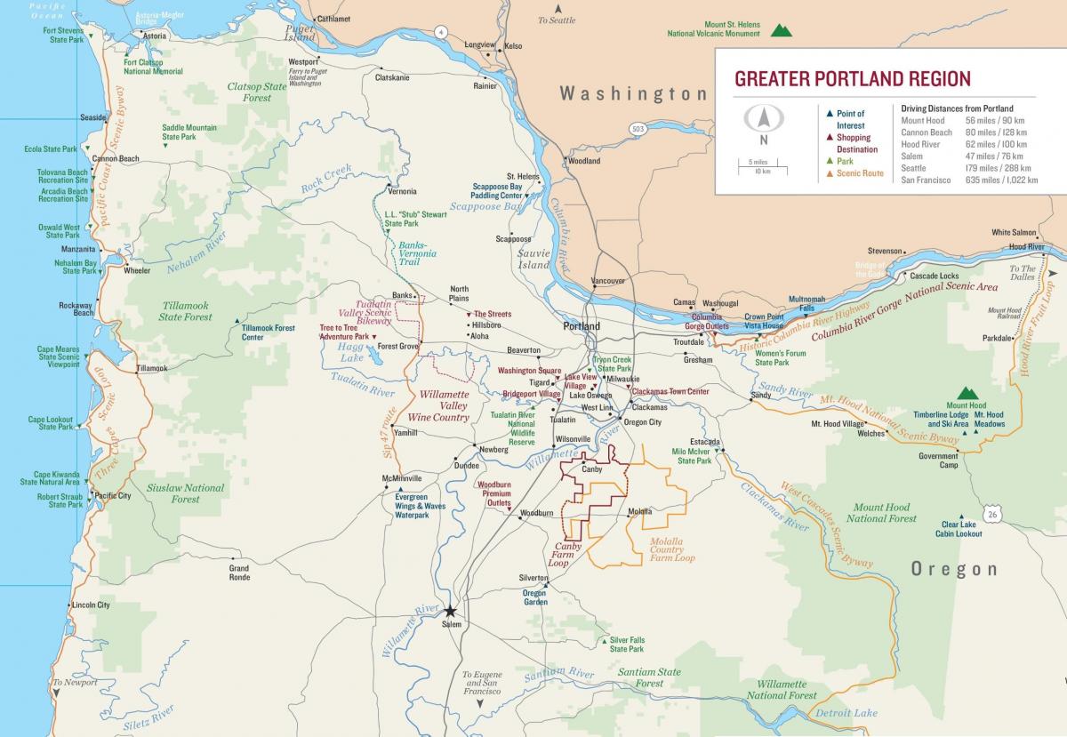 kaart Portland Oregon