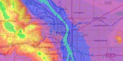 Portland Oregon reljeefi kaart